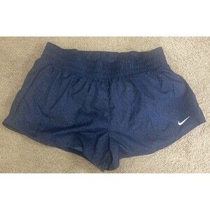 NEW Womens Nike One Dri-Fit Mid-Rise 3" Size Large Navy Blue Brief-Lined Shorts